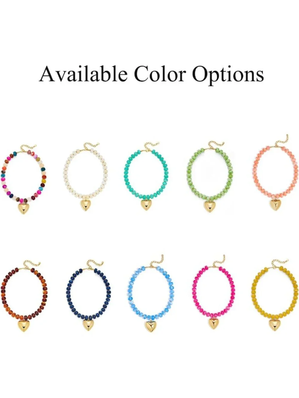 Chic Beaded Necklace for Women with Gold Heart Pendant - Stylish Jewelry